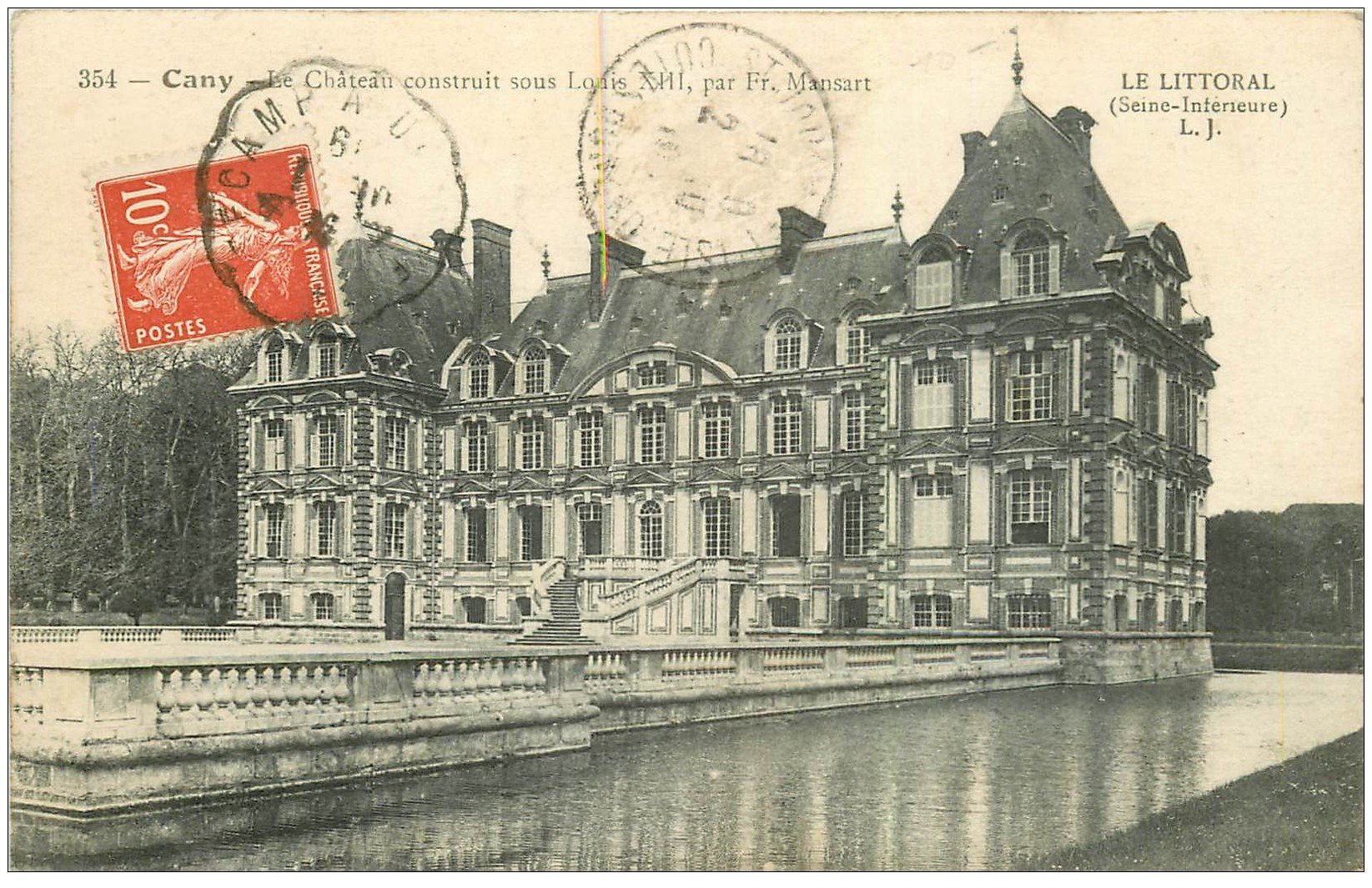 carte postale ancienne 76 CANY. Château par Mansart 1919