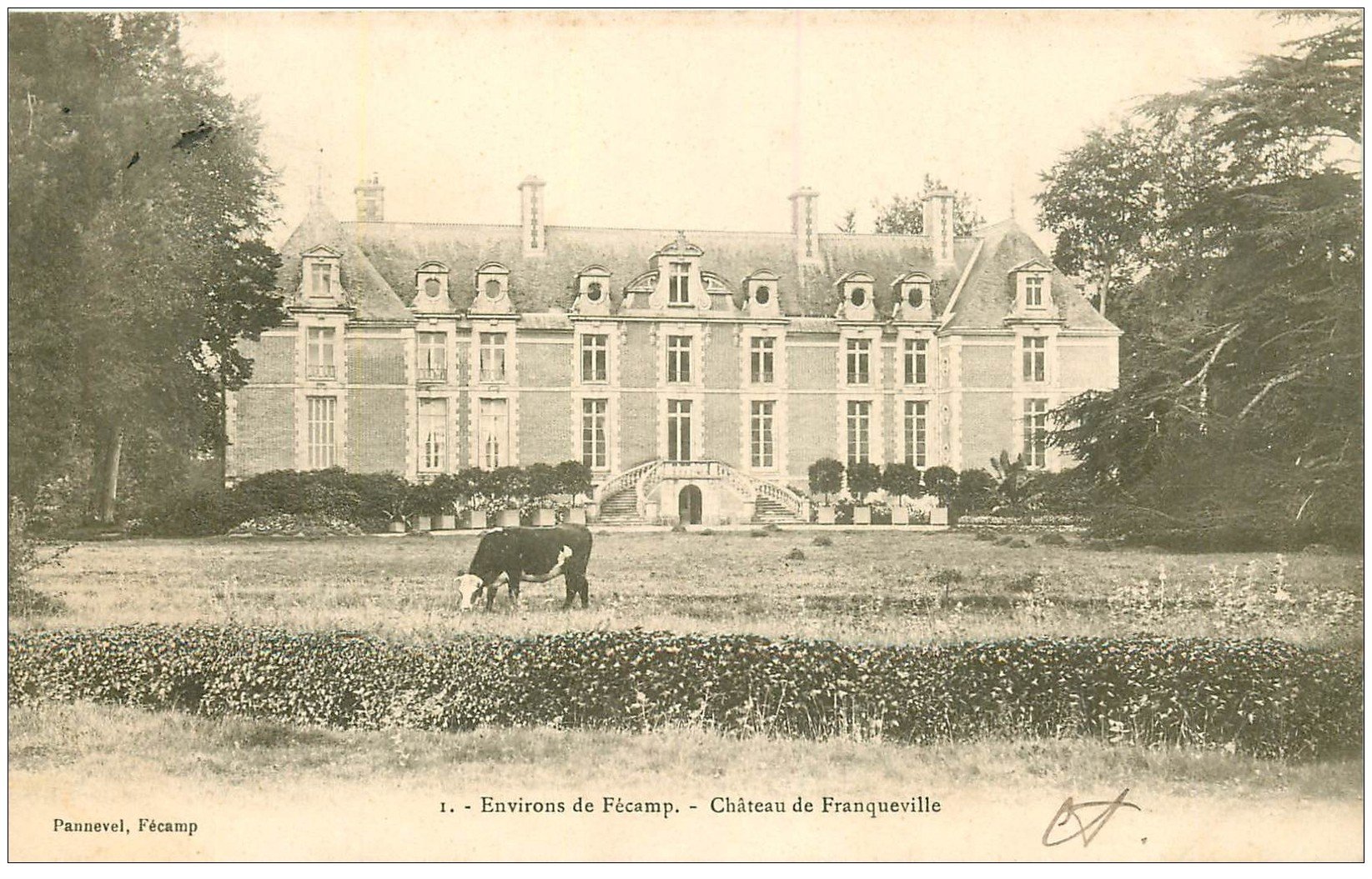 carte postale ancienne 76 CHATEAU DE FRANQUEVILLE. 1903 environs Fécamp