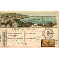 carte postale ancienne 06 CANNES. Rare carte gaufrée 1906. Thermomètre et Baromètre