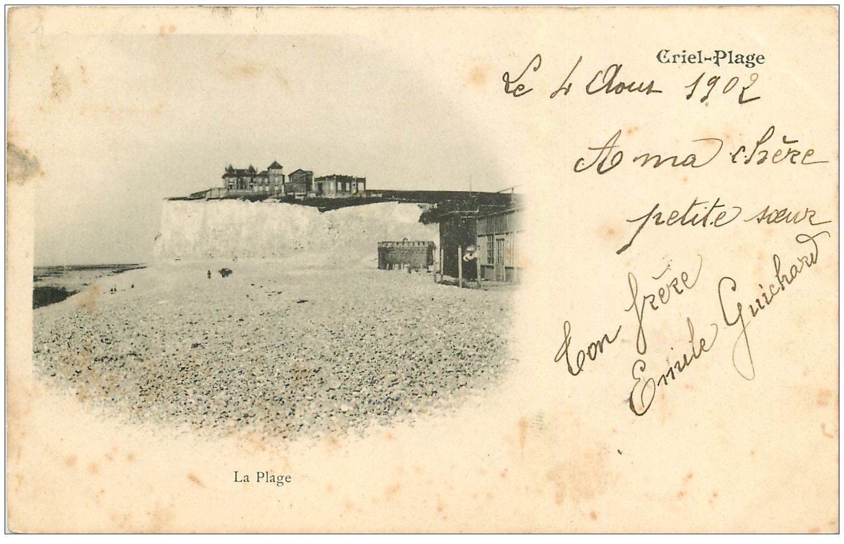 carte postale ancienne 76 CRIEL-SUR-MER. La Plage 1902