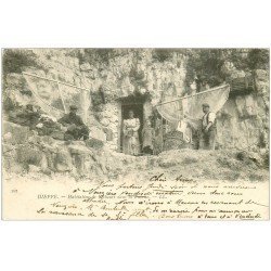 76 DIEPPE. Habitation de Pêcheurs dans la Falaise 1903. Métiers de la Mer