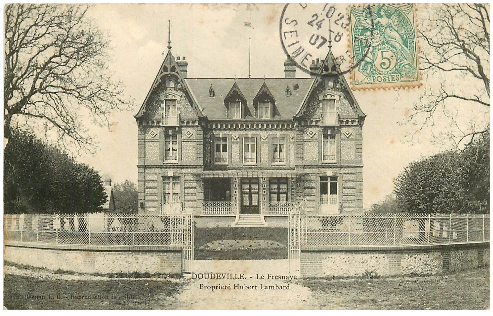 carte postale ancienne 76 DOUDEVILLE. Le Fresnaye à Lambard 1907