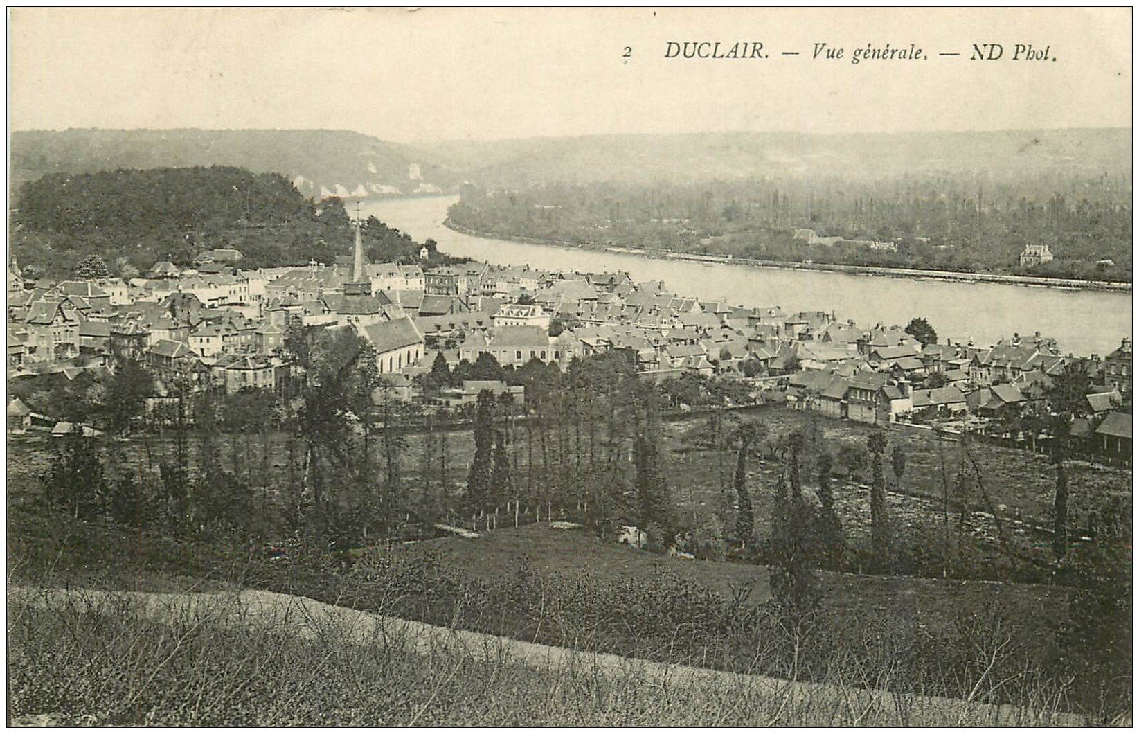 carte postale ancienne 76 DUCLAIR. Vue générale vers 1927