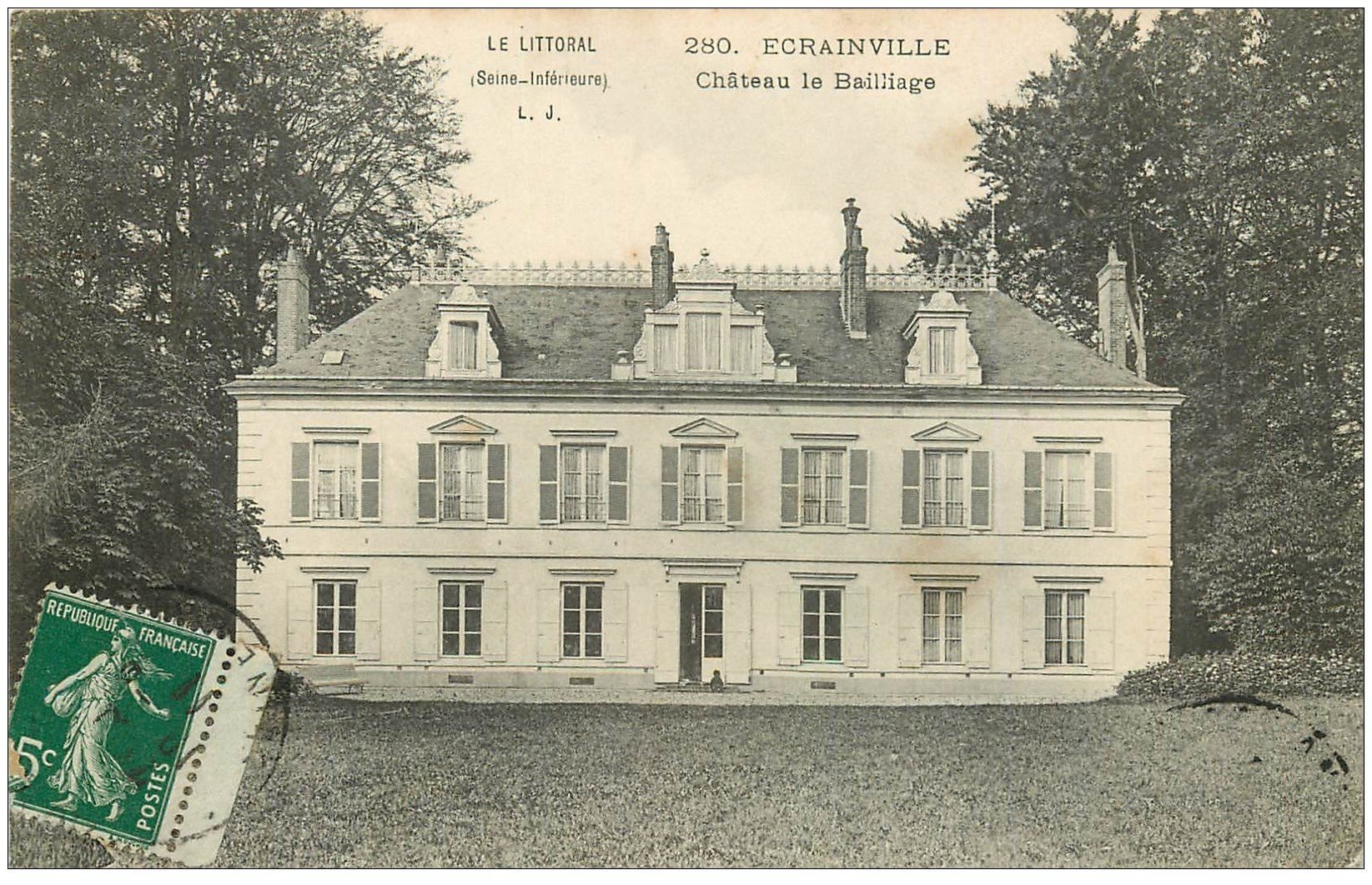 carte postale ancienne 76 ECRAINVILLE. Château le Bailliage 1911