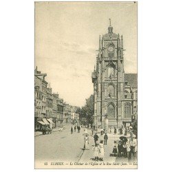 carte postale ancienne 76 ELBEUF. Eglise rue Saint-Jean Clocher