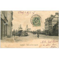 carte postale ancienne 76 ELBEUF. Pont suspendu entrée 1907