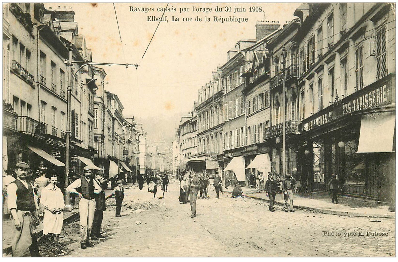 76 ELBEUF. Rue République orage de 1908