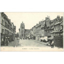 carte postale ancienne 76 ELBEUF. Rue Saint-Jean Café et Coiffeur