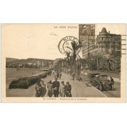 carte postale ancienne 06 CANNES. Voiture Tacots Boulevard de la Croisette 1931