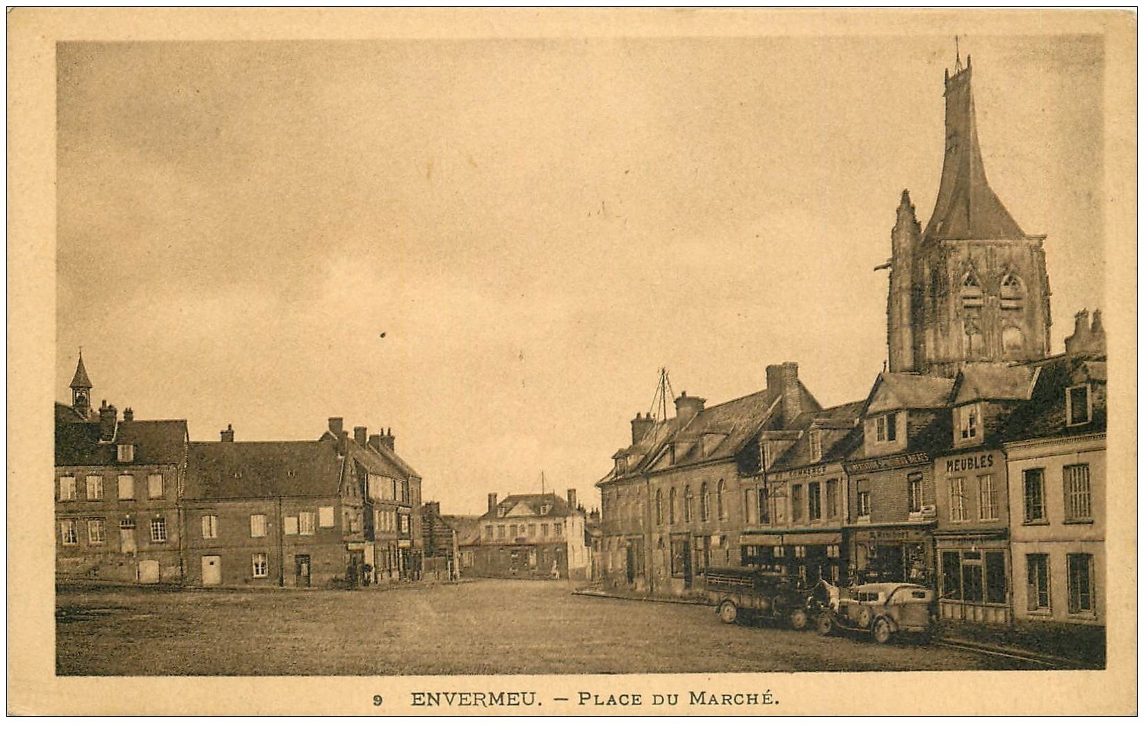 carte postale ancienne 76 ENVERMEU. Place du Marché Café du Commerce
