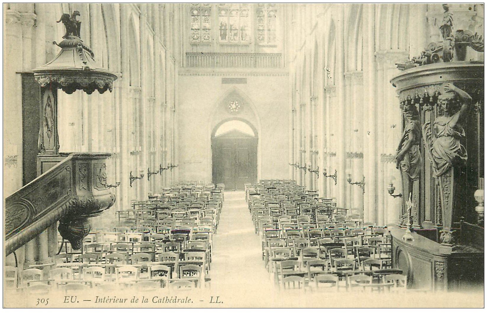 carte postale ancienne 76 EU. Cathédrale intérieur