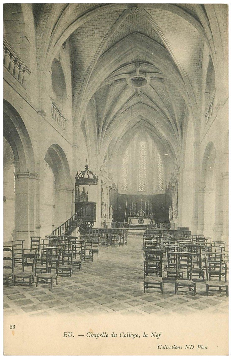carte postale ancienne 76 EU. Chapelle du Collège Nef