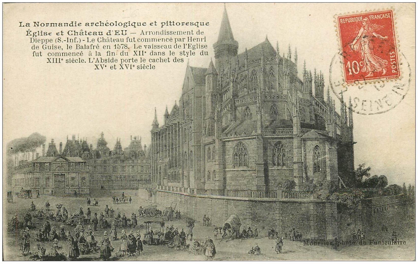 carte postale ancienne 76 EU. Eglise et Château avant