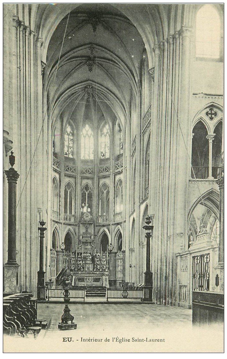 carte postale ancienne 76 EU. Eglise Saint-Laurent intérieur
