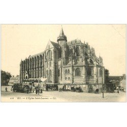 carte postale ancienne 76 EU. Eglise Saint-Laurent Tramway