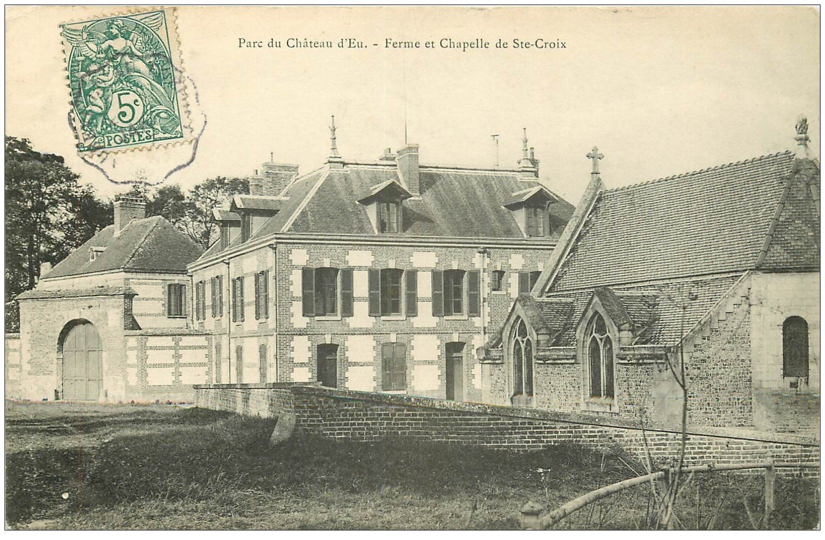 carte postale ancienne 76 EU. Ferme et Chapelle Sainte-Croix 1904
