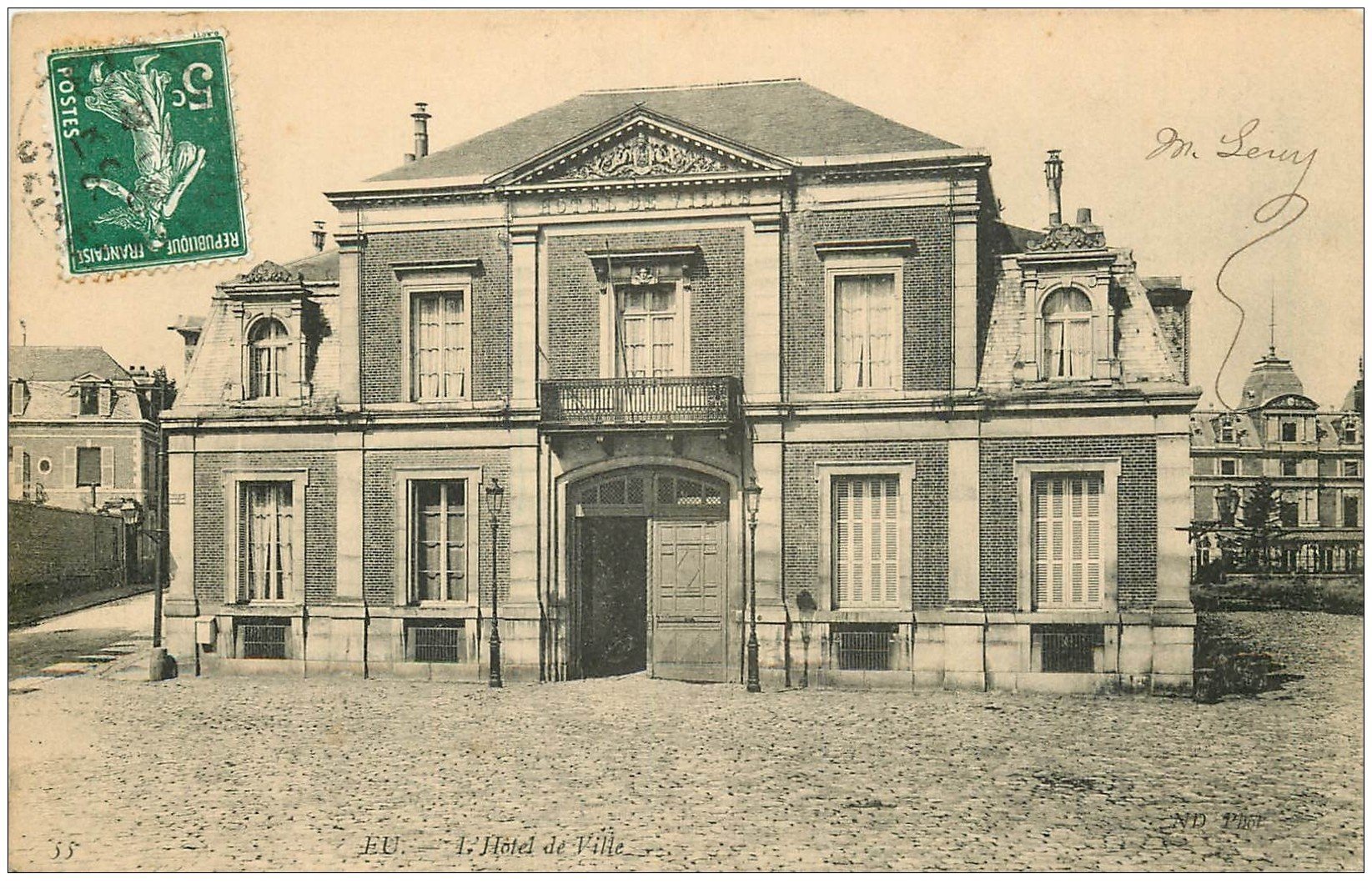 carte postale ancienne 76 EU. Hôtel de Ville 1908