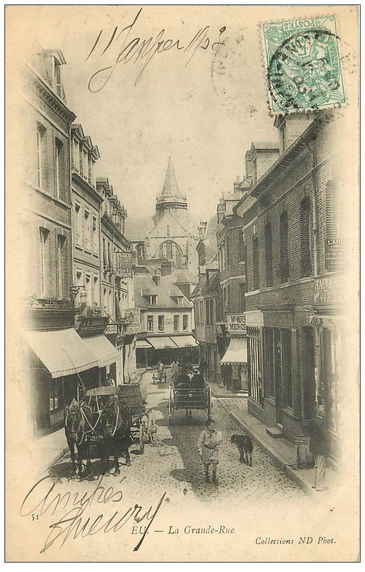 carte postale ancienne 76 EU. La Grande Rue 1903