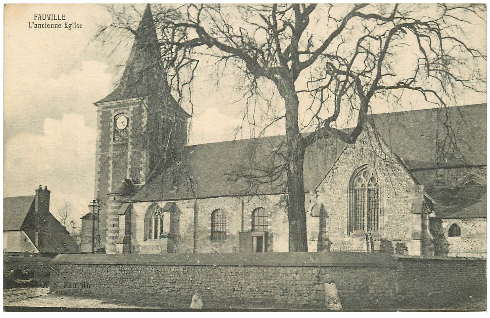 carte postale ancienne 76 FAUVILLE. Ancienne Eglise