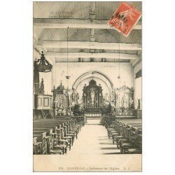 carte postale ancienne 76 FAUVILLE. Ancienne Eglise 1908 intérieur
