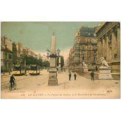 carte postale ancienne 76 LE HAVRE. Boulevard Strasbourg Palais Justice