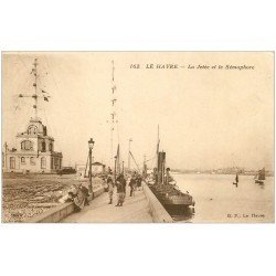 carte postale ancienne 76 LE HAVRE. Jetée et Sémaphore. Timbre manquant verso