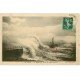 carte postale ancienne 76 LE HAVRE. La Digue par Coup de Vent 1908