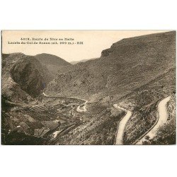 carte postale ancienne 06 COL DE BRAUS. Les Lacets route de Nice en Italie 1928
