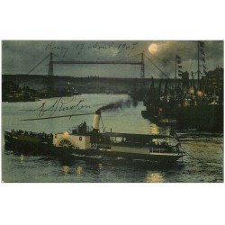 carte postale ancienne 76 ROUEN. Bateau de Nuit 1907