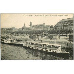 carte postale ancienne 76 ROUEN. Bateaux Bouille Quai de Paris