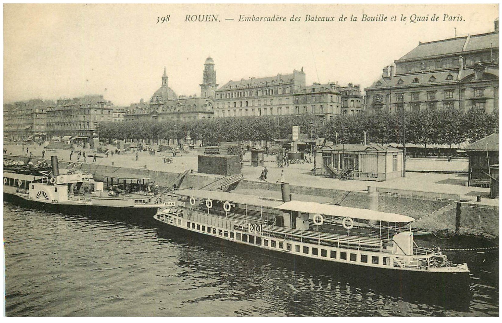 carte postale ancienne 76 ROUEN. Bateaux Bouille Quai de Paris