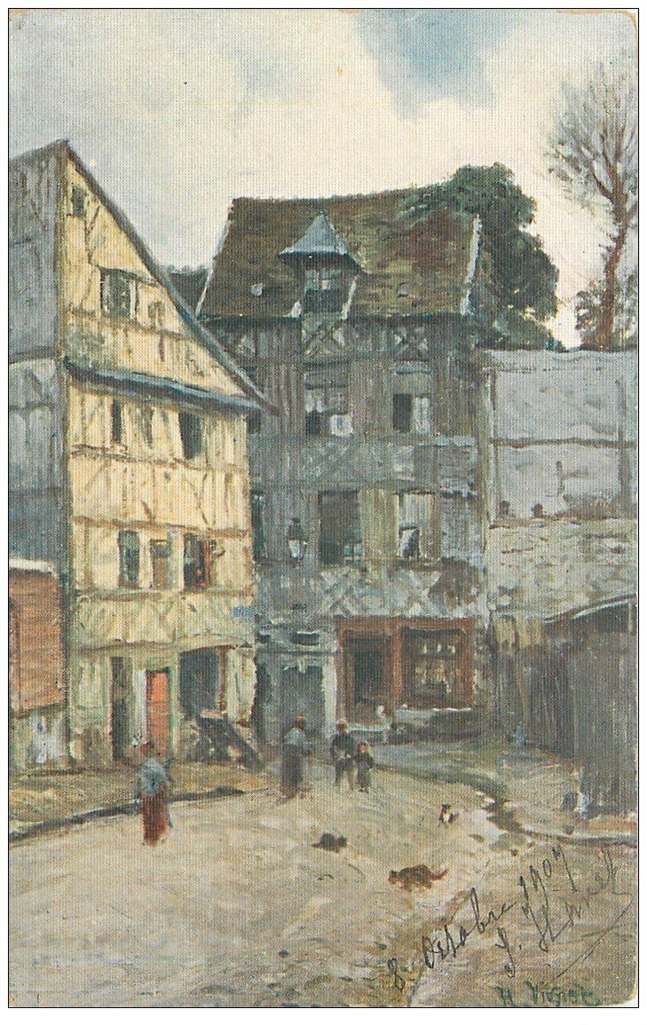 carte postale ancienne 76 ROUEN. Carrefour de la Grande Mesure 1907