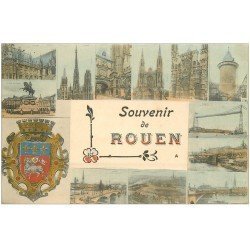 carte postale ancienne 76 ROUEN. Multivues et Blason