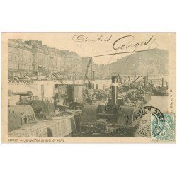 carte postale ancienne 76 ROUEN. Navires Quai de Paris 1903