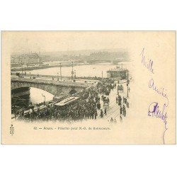 carte postale ancienne 76 ROUEN. Pélerins pour Notre-Dame de Bonsecours 1903
