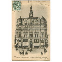 carte postale ancienne 76 ROUEN. Place Cathédrale Immeuble Mutuelle-Vie 1904