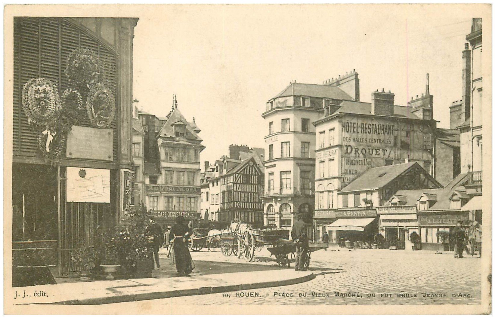 carte postale ancienne 76 ROUEN. Place du Vieux Marché 1903