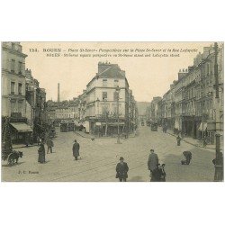carte postale ancienne 76 ROUEN. Place Saint-Sever et Rue Lafayette 1916