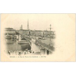 carte postale ancienne 76 ROUEN. Pont de Pierre et Cathédrale