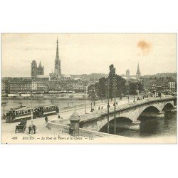 carte postale ancienne 76 ROUEN. Pont de Pierre et Quais