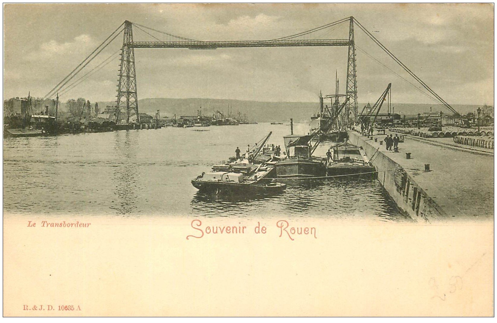 carte postale ancienne 76 ROUEN. Pont Transbordeur vers 1900