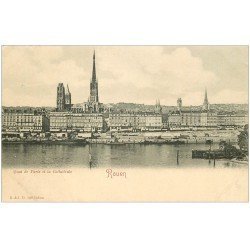 carte postale ancienne 76 ROUEN. Quai Paris et Cathédrale