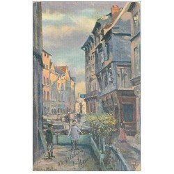 carte postale ancienne 76 ROUEN. Rue Eau-de-Robec Pont-de-l'Arquet 1907 par Müller