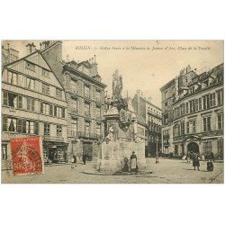 carte postale ancienne 76 ROUEN. Statue Jeanne d'Arc Place Pucelle 1907