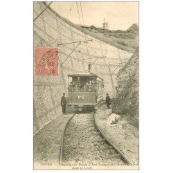 carte postale ancienne 76 ROUEN. Tramway dans la Cavée 1906 de Bon Secours à Mesnil-Esnard