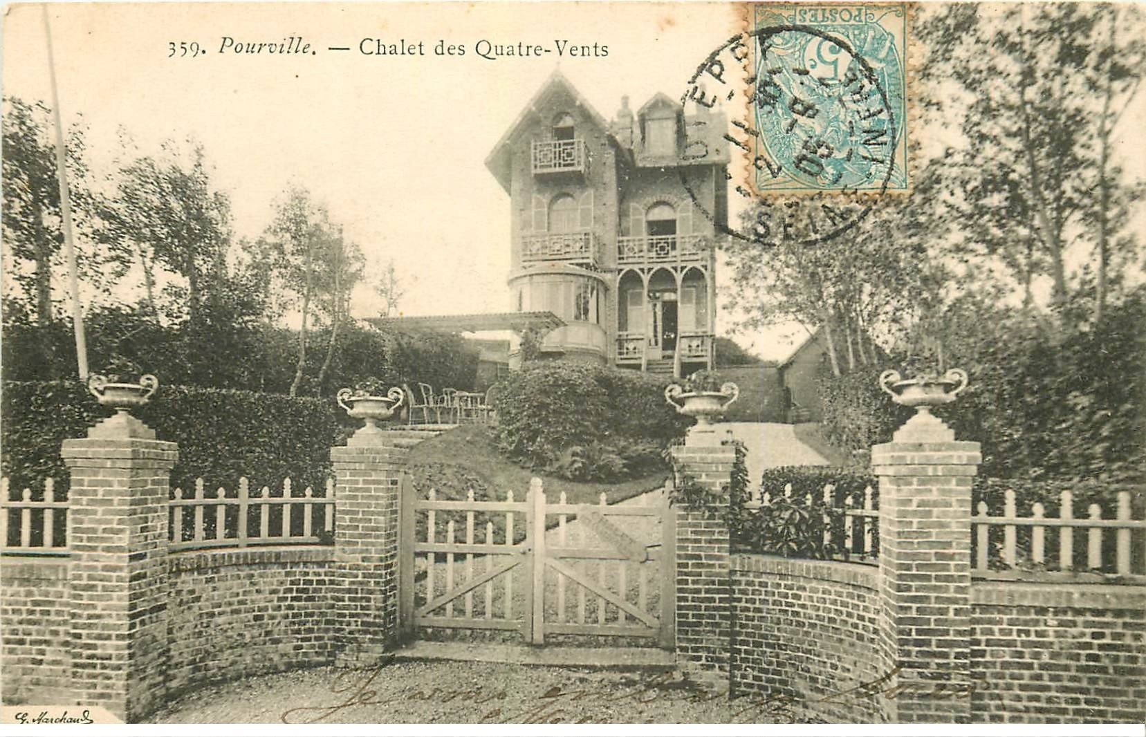carte postale ancienne 76 POURVILLE. Chalet des Quatre-Vents 1905