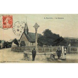 76 POURVILLE. Le Calvaire. Superbe carte toilée 1910
