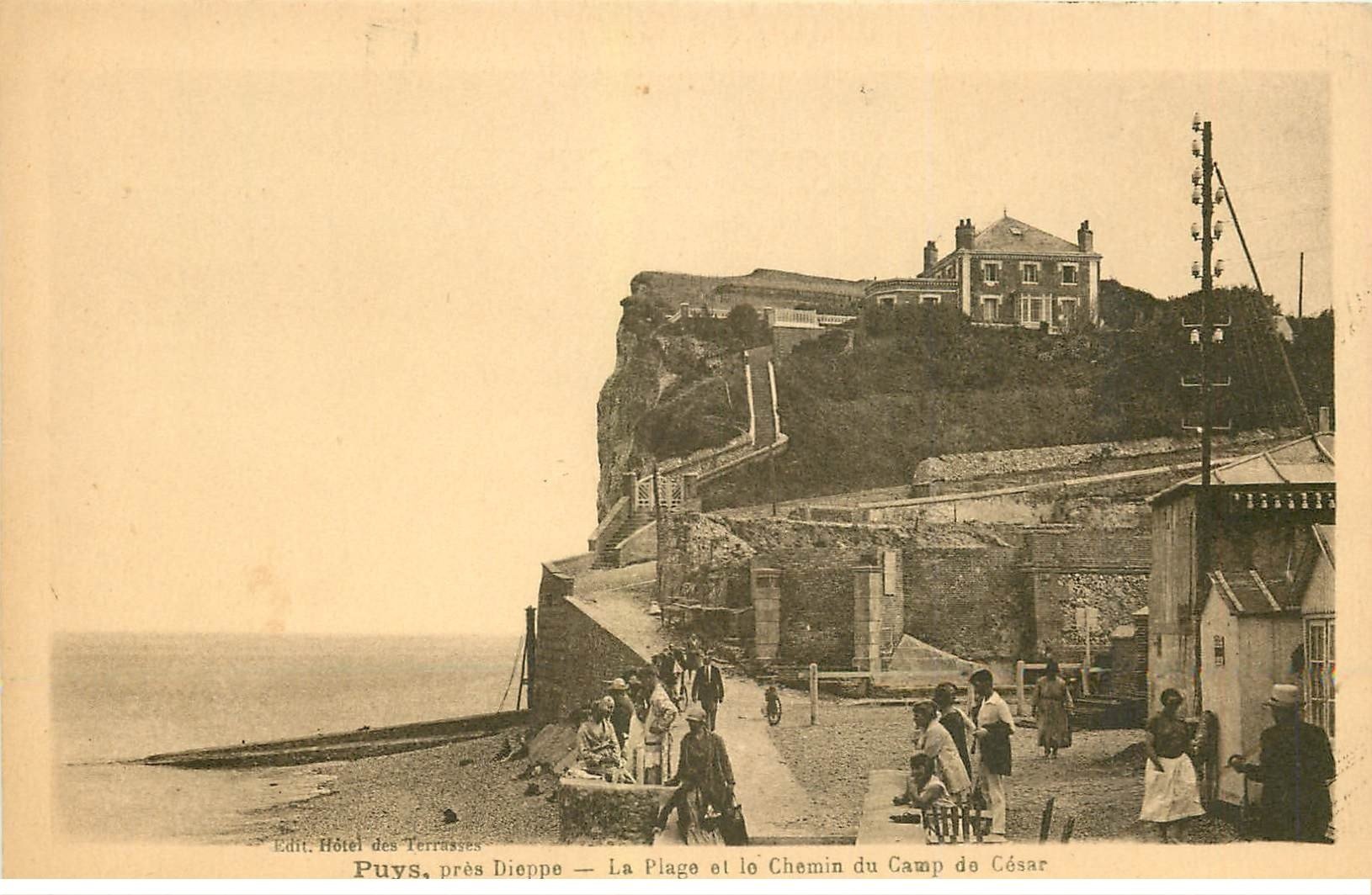 carte postale ancienne 76 PUYS. Chemin du Camp de César