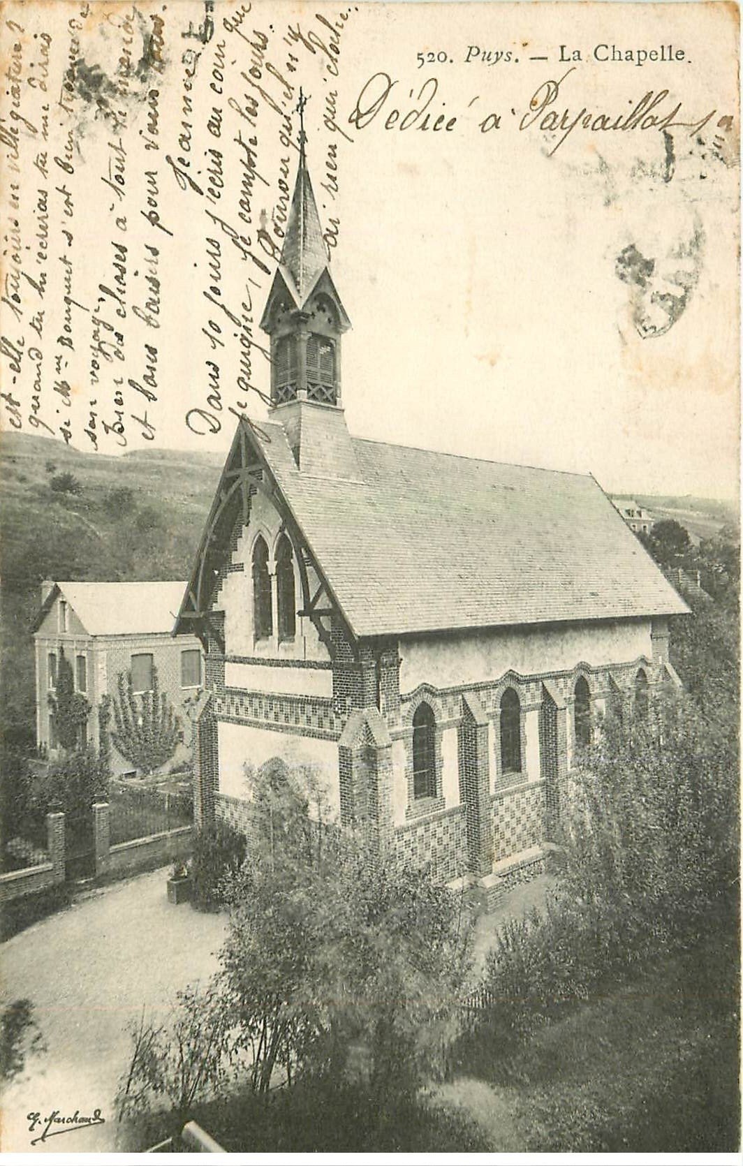 carte postale ancienne 76 PUYS. La Chapelle 1908