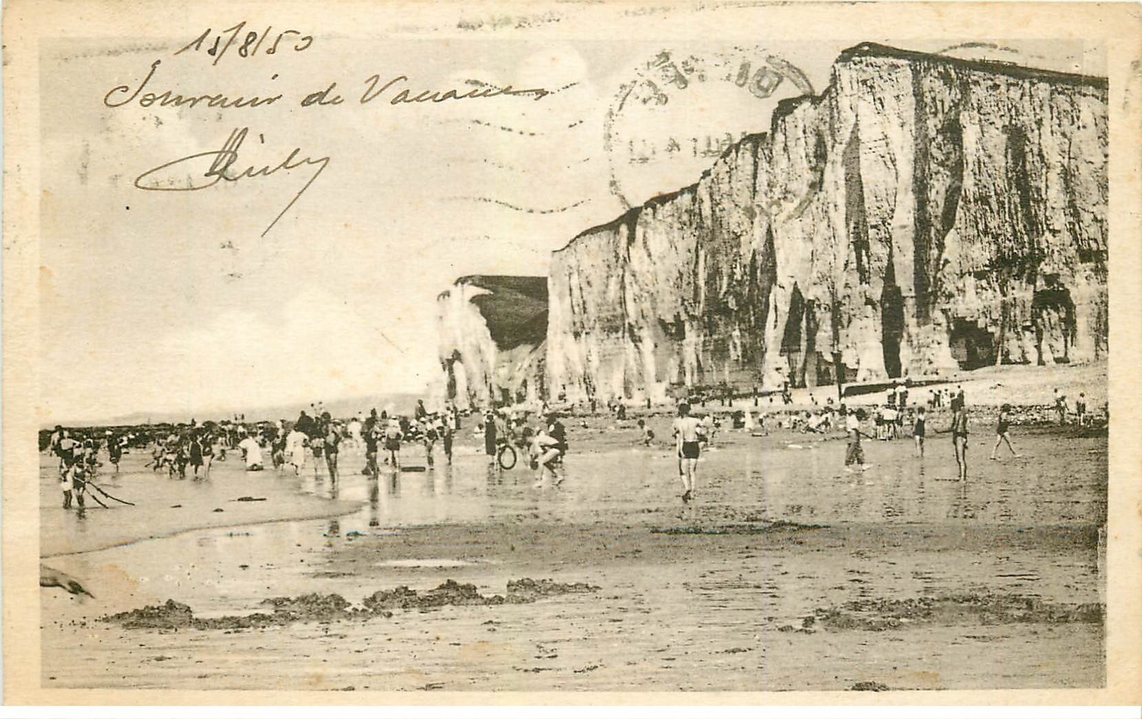 carte postale ancienne 76 PUYS. La Falaise 1950